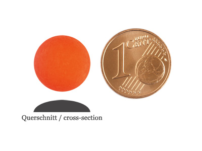 matte runde Cabochones 12mm, Hyacinth, Bild 2 mit Größenvergleich