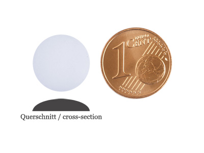 matte runde Cabochones 12mm, Lavander, Bild 2 mit Größenvergleich