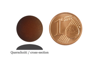 matte runde Cabochones 12mm, Mocca, Bild 2 mit Größenvergleich