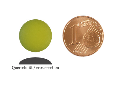 matte runde Cabochones 12mm, Olivine, Bild 2 mit Größenvergleich