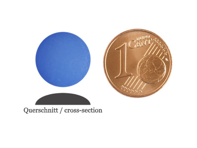 matte runde Cabochones 12mm, Sapphire, Bild 2 mit Größenvergleich