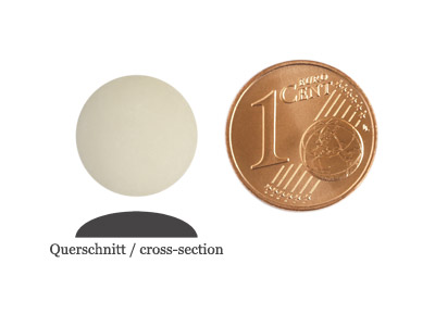 matte runde Cabochones 12mm, Silver-Shade, Bild 2 mit Größenvergleich