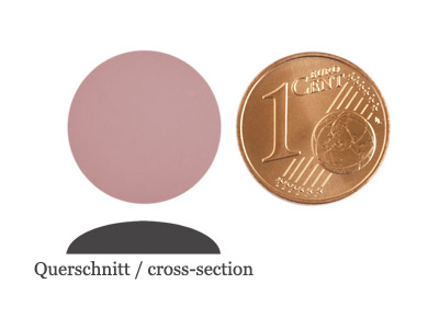 matte runde Cabochones 16mm, Antique-Pink, Bild 2 mit Grenvergleich