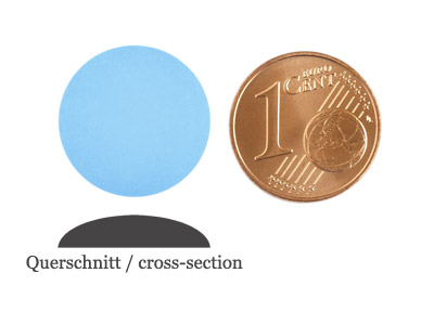 matte runde Cabochones 16mm, Aquamarine, Bild 2 mit Größenvergleich