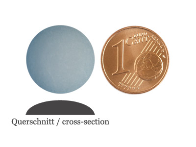 matte runde Cabochones 16mm, Denim-Blue, Bild 2 mit Größenvergleich