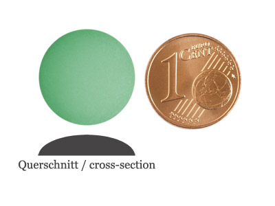 matte runde Cabochones 16mm, Erinite, Bild 2 mit Größenvergleich
