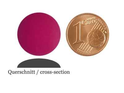 matte runde Cabochones 16mm, Fuchsia, Bild 2 mit Größenvergleich