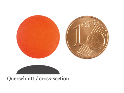 matte runde Cabochones 16mm, Hyacinth, Bild 2 mit Größenvergleich