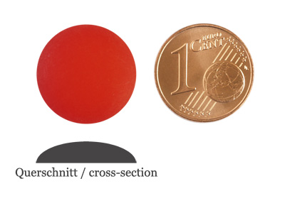 matte runde Cabochones 16mm, Light-Siam, Bild 2 mit Größenvergleich