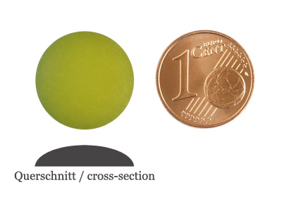 matte runde Cabochones 16mm, Olivine, Bild 2 mit Größenvergleich