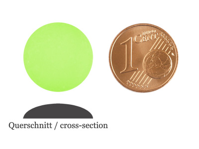 matte runde Cabochones 16mm, Peridot, Bild 2 mit Größenvergleich