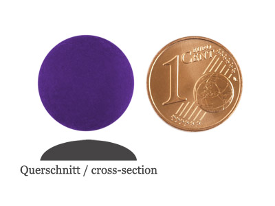 matte runde Cabochones 16mm, Purple, Bild 2 mit Größenvergleich