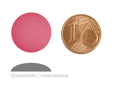 matte runde Cabochones 16mm, Rose, Bild 2 mit Größenvergleich