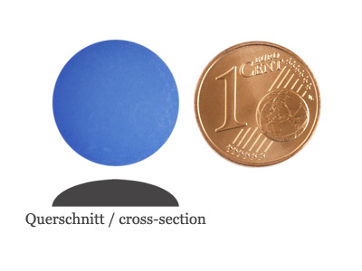 matte runde Cabochones 16mm, Sapphire, Bild 2 mit Größenvergleich