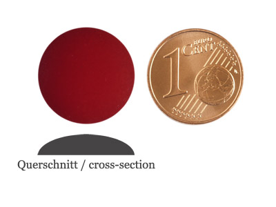 matte runde Cabochones 16mm, Siam, Bild 2 mit Größenvergleich