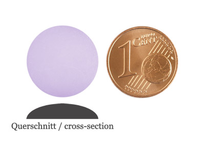 matte runde Cabochones 16mm, Violet, Bild 2 mit Größenvergleich