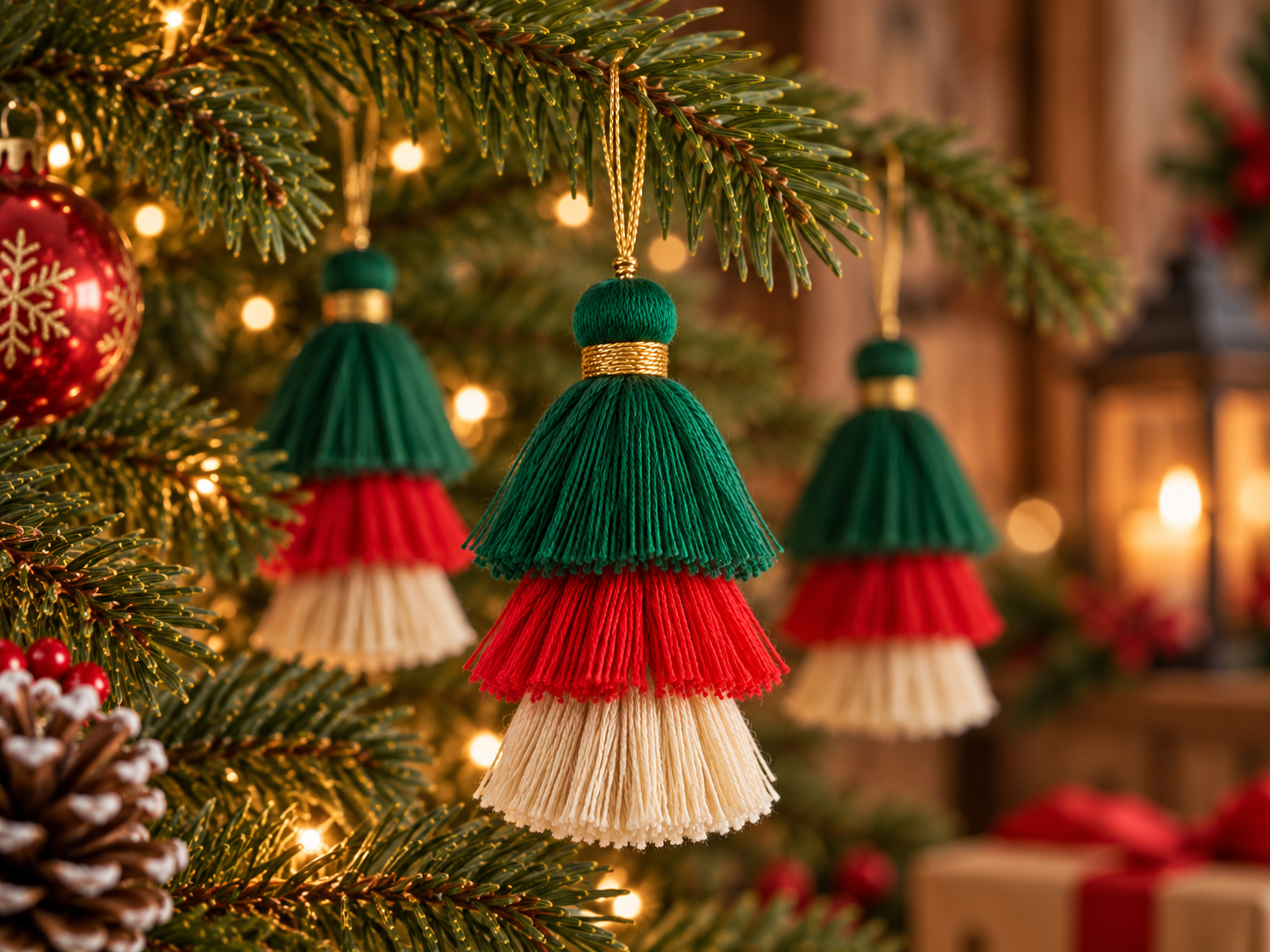 Textilquaste als festliche Weihnachtsdekoration am Weihnacht