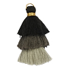 1 Stk. Quaste spezial ~3,5cm - dreifarbig, schwarz grau