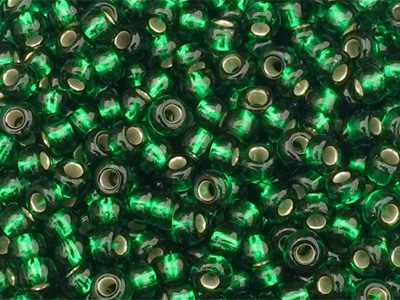 Rocailles Glasperlen 2,5mm grün mit silbereinzug