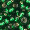 1 Dose (ca.17g.) Rocailles 9/0 ~2,5mm Emeraldgrün mit Silbereinzug