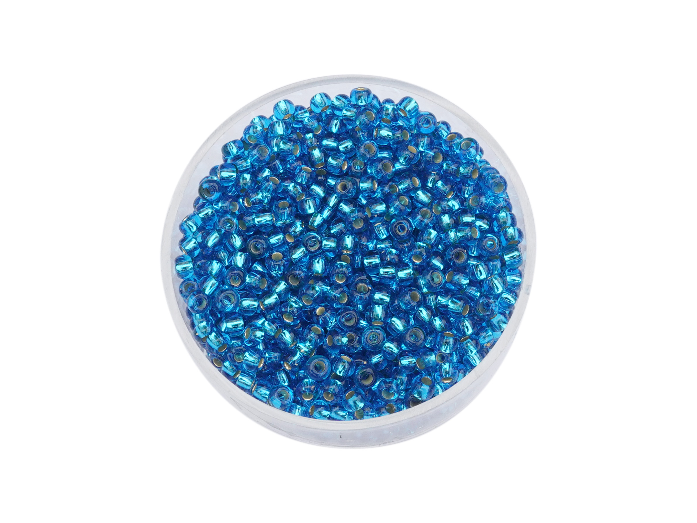 Rocailles Glasperlen 2,5mm türkisblau mit silbereinzug