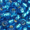 1 Dose (ca.17g.) Rocailles 9/0 ~2,5mm Aquamarine mit Silbereinzug