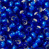 1 Dose (ca.17g.) Rocailles 9/0 ~2,5mm Cobaltblau mit Silbereinzug