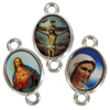 1 Pkg. (10 Stk.) kleine Medaillons mit Heiligenbildern und zwei Ösen