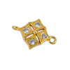 Zirkon Connector mit zwei Ösen ~8mm, Messing gold