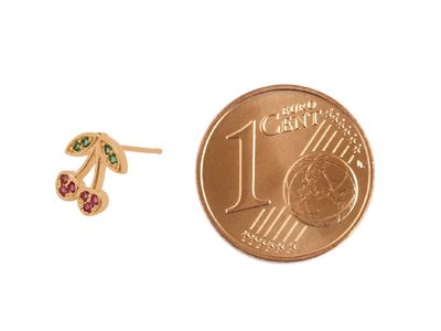 rosegoldene Ohrstecker Kirschen mit Glitzersteinen - Größenv