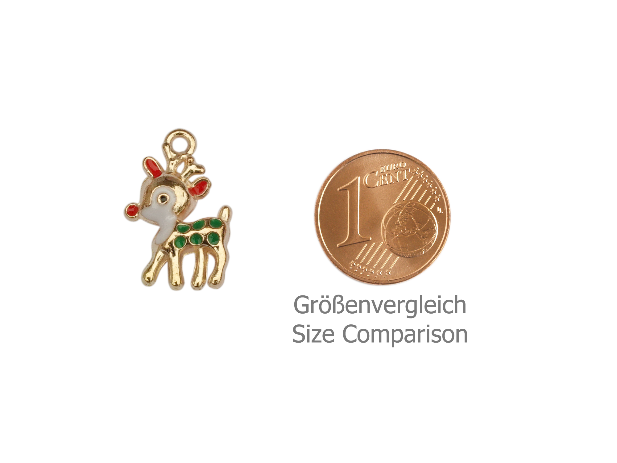 Reh Anhänger für Schmuck und Halsketten - Größenvergleich