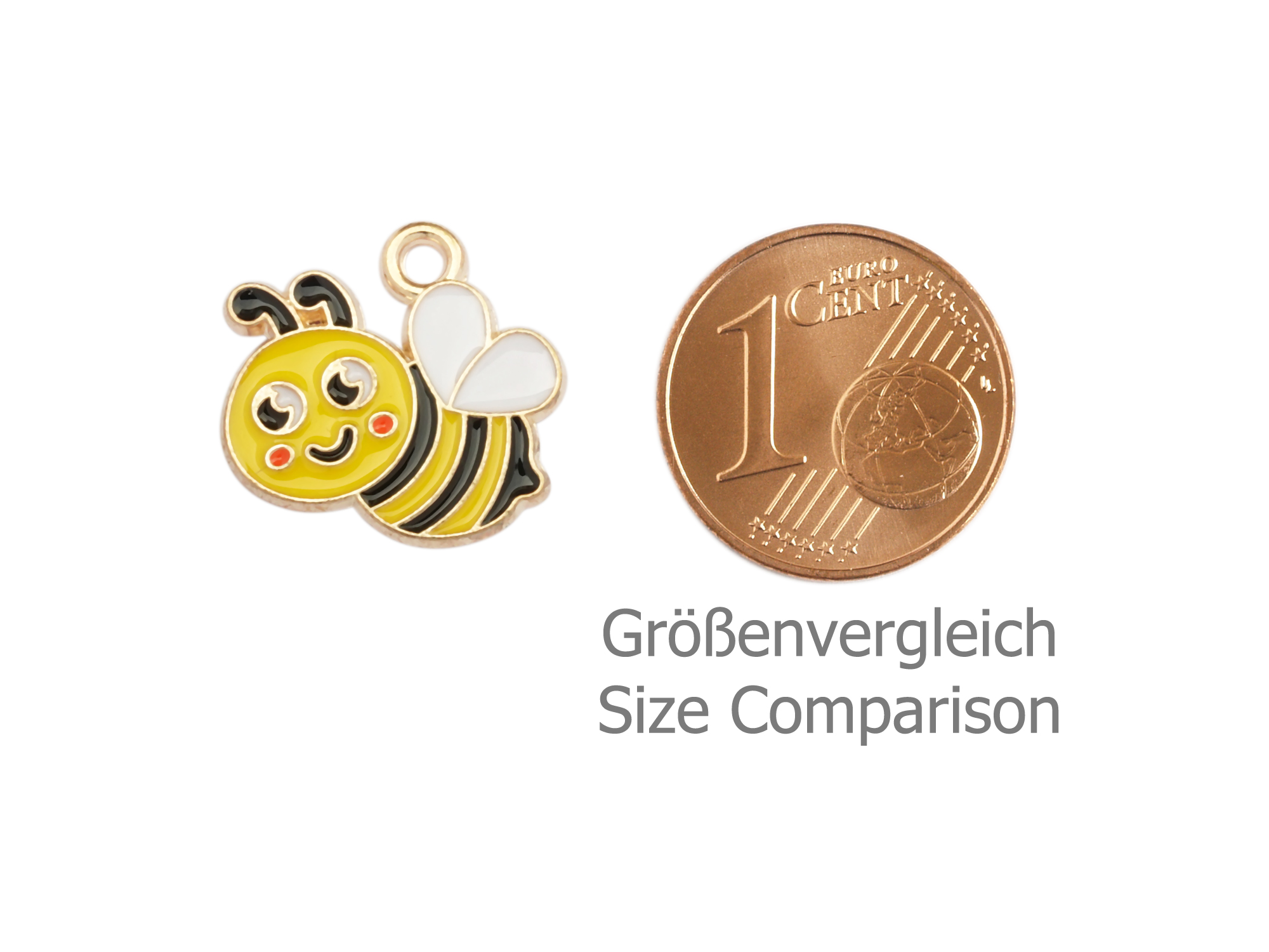 Schmuckanhänger - süße Biene - Größenvergleich