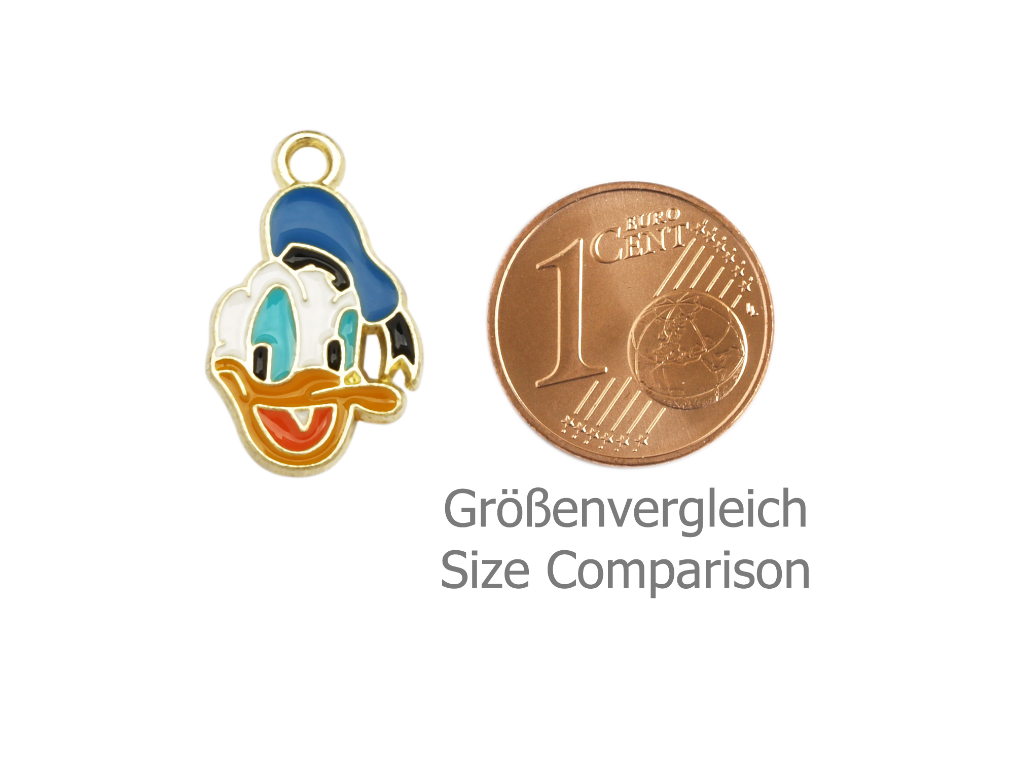 Schmuckanhänger - Donuld - Größenvergleich