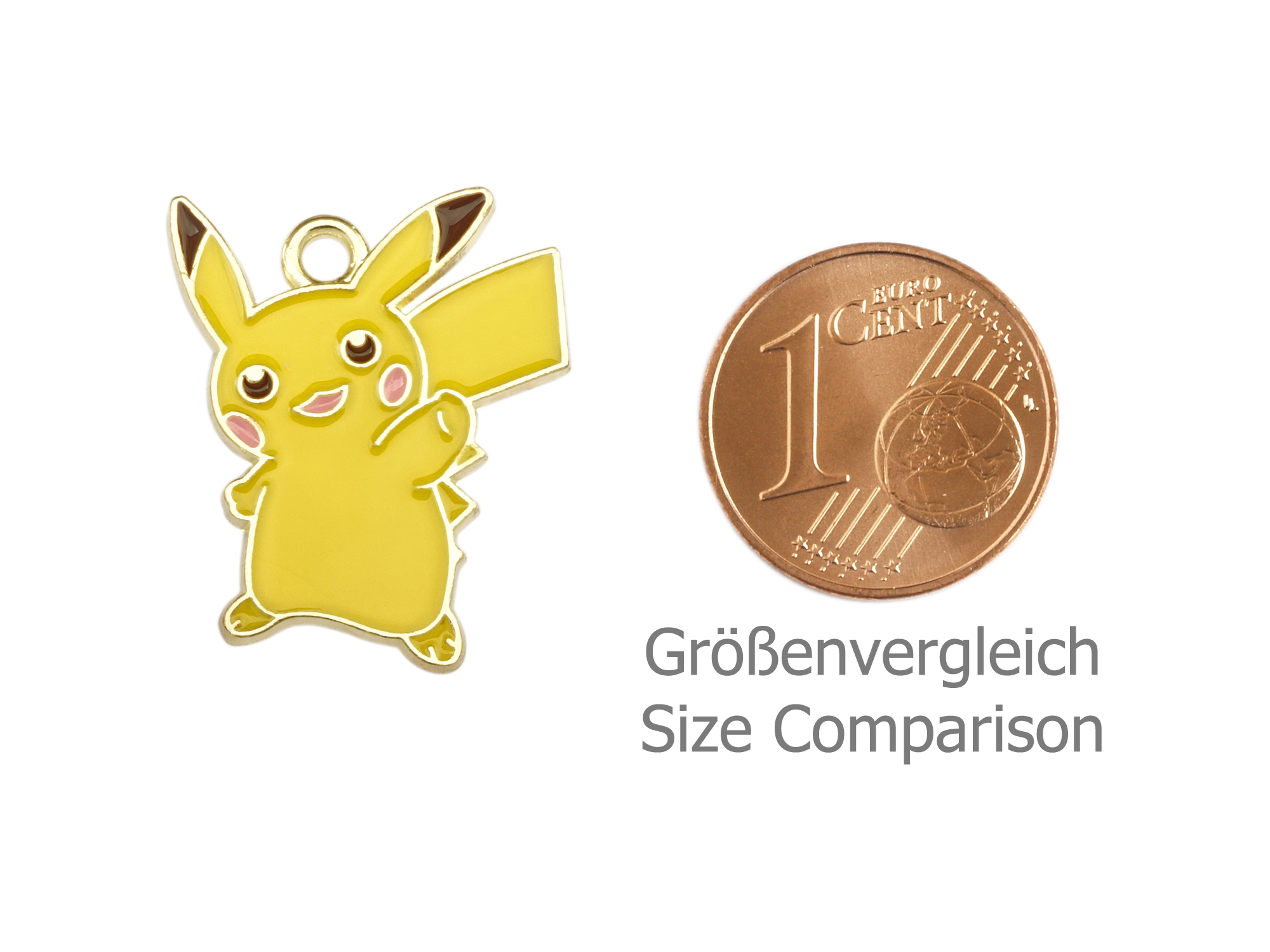 Schmuckanhänger - gelbes Labubu - Größenvergleich