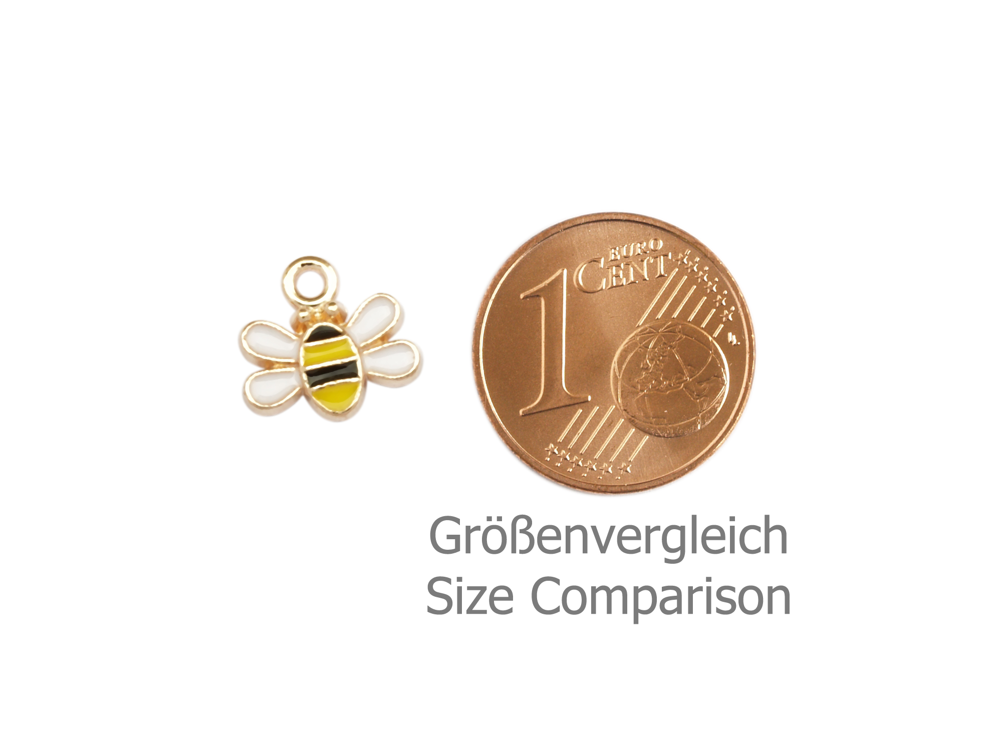 Schmuckanhänger - kleine Biene - Größenvergleich