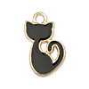 flacher Schmuckanhänger aus Metall, kleine schwarze Katze ~8x15mm