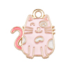 flacher Schmuckanhänger aus Metall, rosa Katze ~14x17mm