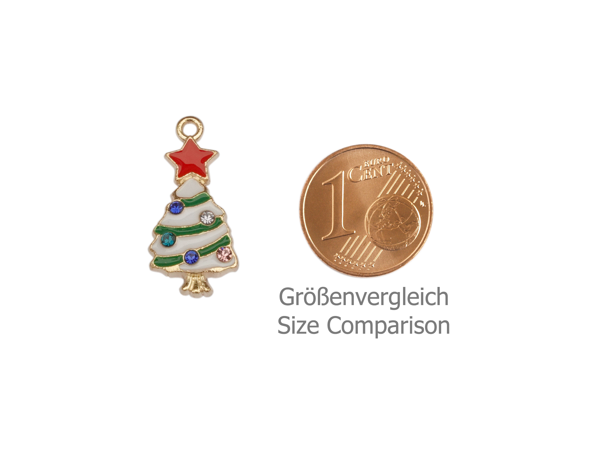 Weihnachtsbaum mit rotem Stern Anhänger für Schmuck - Größen