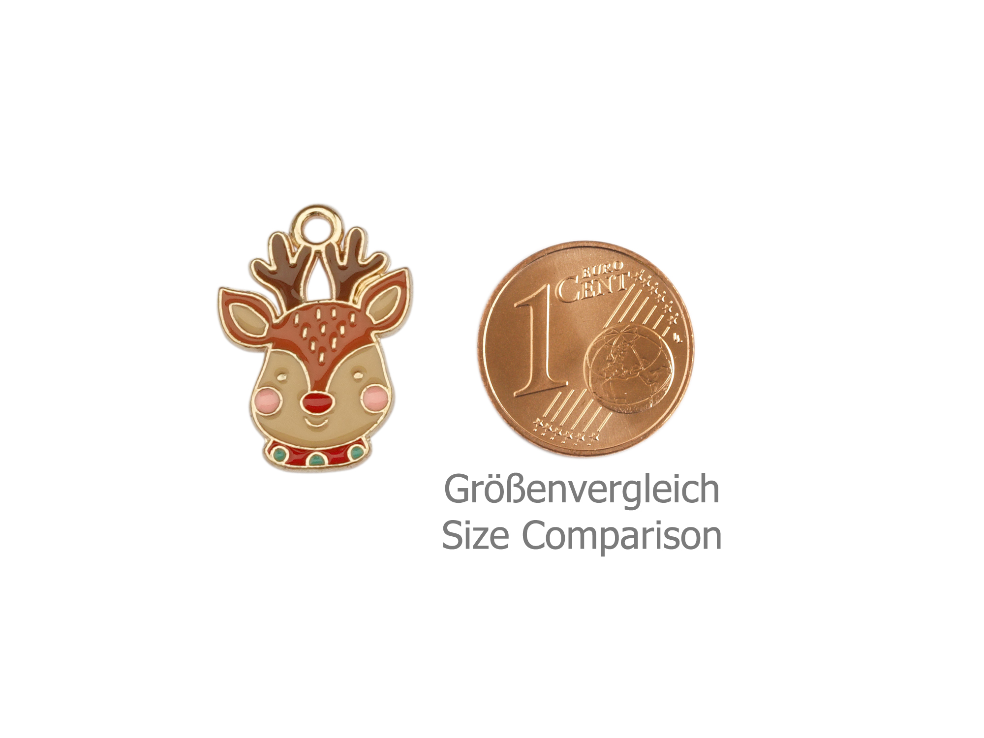 Hirschanhänger für Schmuck und Halsketten - Größenvergleich