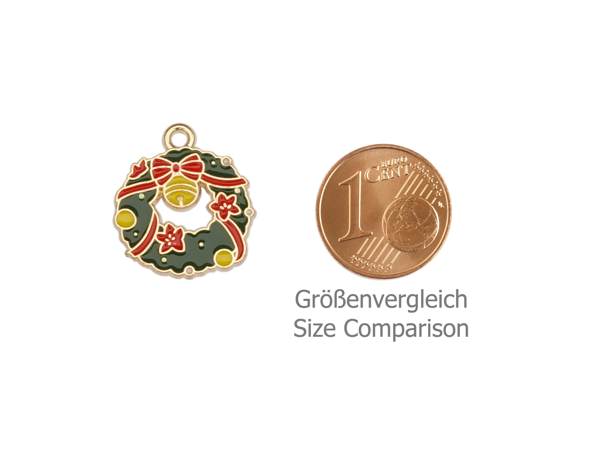 Weihnachtskranz Anhänger für Schmuck und Halsketten - Größen