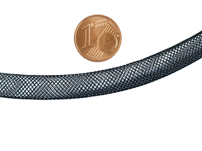 Schmuckschlauch 8mm Schwarz mit Größenvergleich