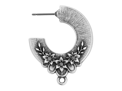 floral verzierte, altsilberne Ohrstecker zum Schmuckmachen