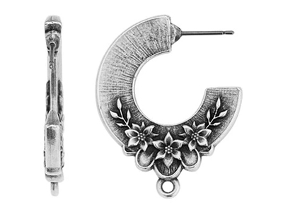 floral verzierte, altsilberne Ohrstecker zum Schmuckmachen -