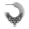 1 Paar Ohrstecker mit Blütenverzierung ~25x31mm, Zinn mit Titanium Pin, altsilber