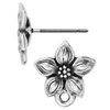 1 Paar Ohrstecker Narzissen Blume ~12x13mm, Zinn mit Titanium Pin, altsilber