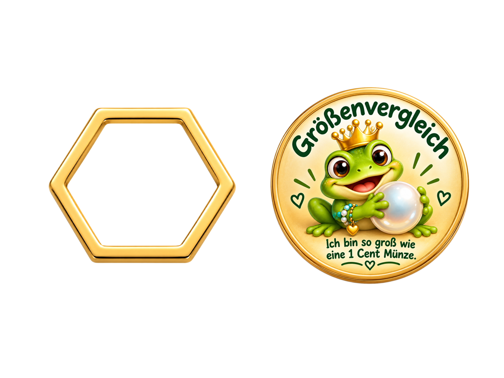 goldene Metallrahmen Rahmenbasis, Hexagon 12mm - Größenvergl