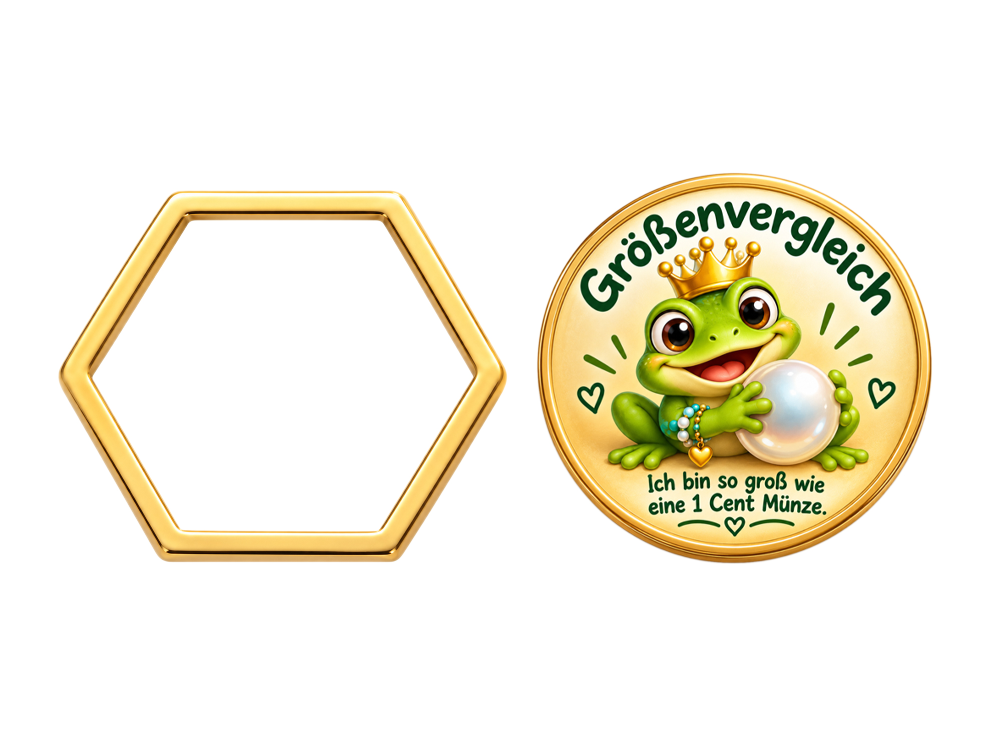 goldene Metallrahmen Rahmenbasis, Hexagon 14mm - Größenvergl