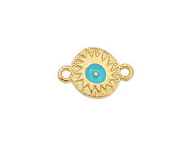Auge Gottes - goldener Schmuckconnector mit zwei Ösen