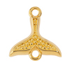 Connector mit zwei Ösen, Walfischflosse ~16x16mm, Zinklegierung, gold