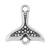 Connector mit zwei Ösen, Walfischflosse ~16x16mm, Zinklegierung, antiksilber